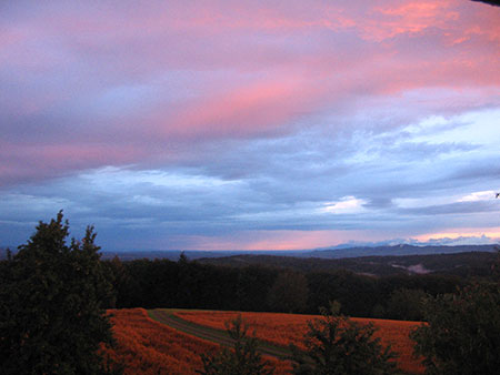 Sonnenuntergang in Richtung Rheinebene